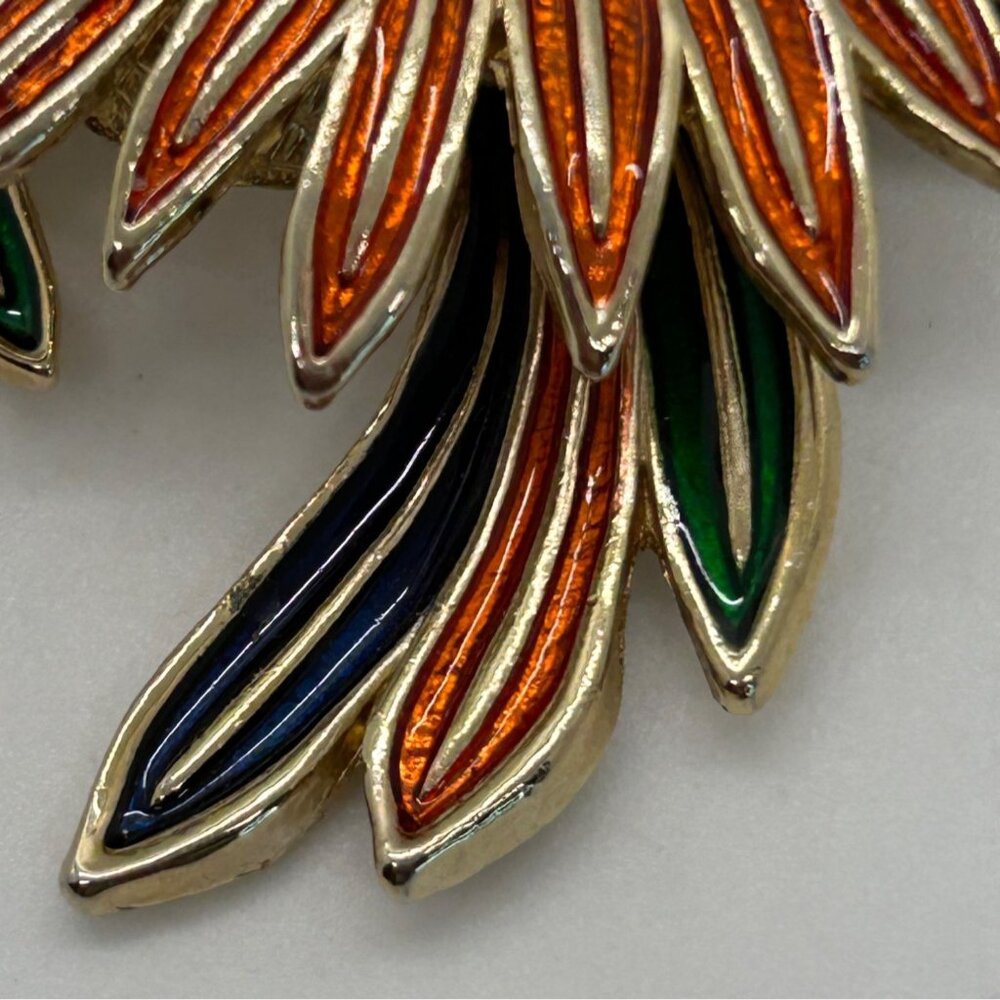 Vintage Hummingbird Brooch Rhinestone Accents Enameled Wings Gold-Tone Nature - Picture 3 of 16